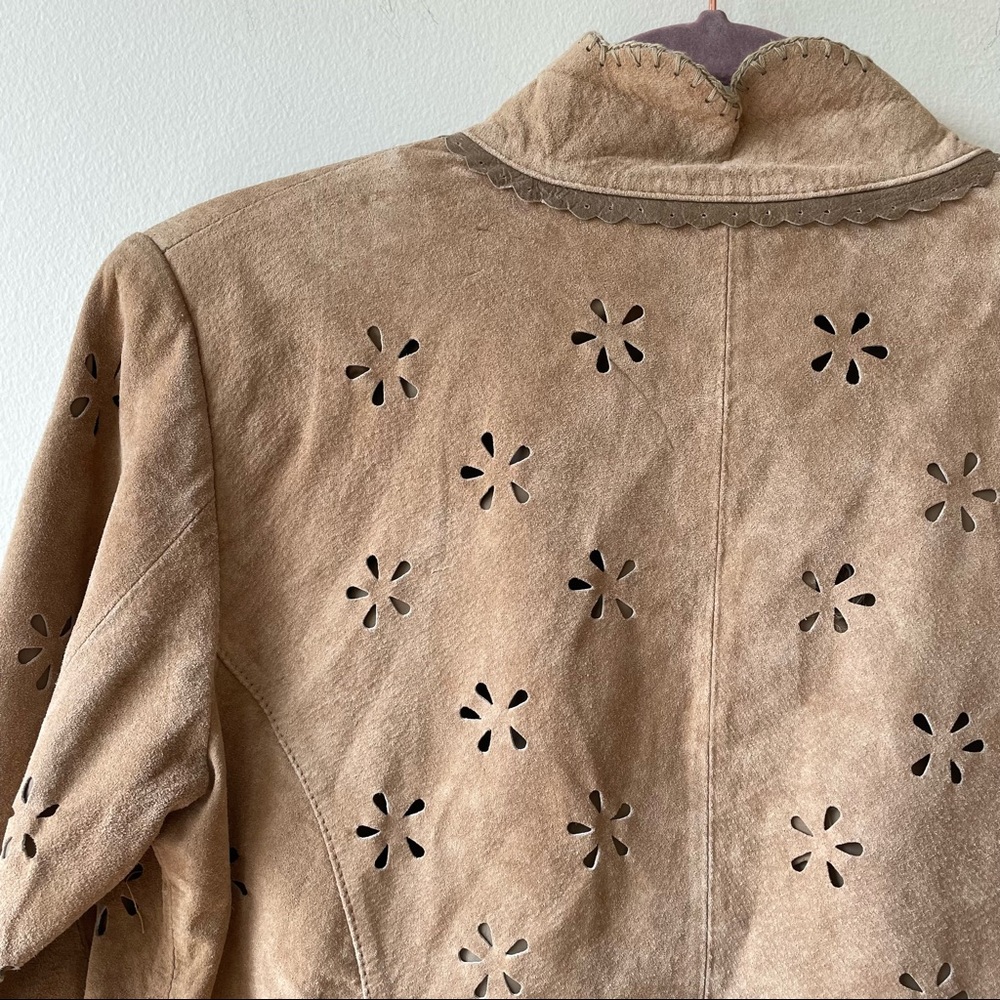Margaret Godfrey Vintage Laser Cutout Suede Leather Jacket - Picture 11 of 11